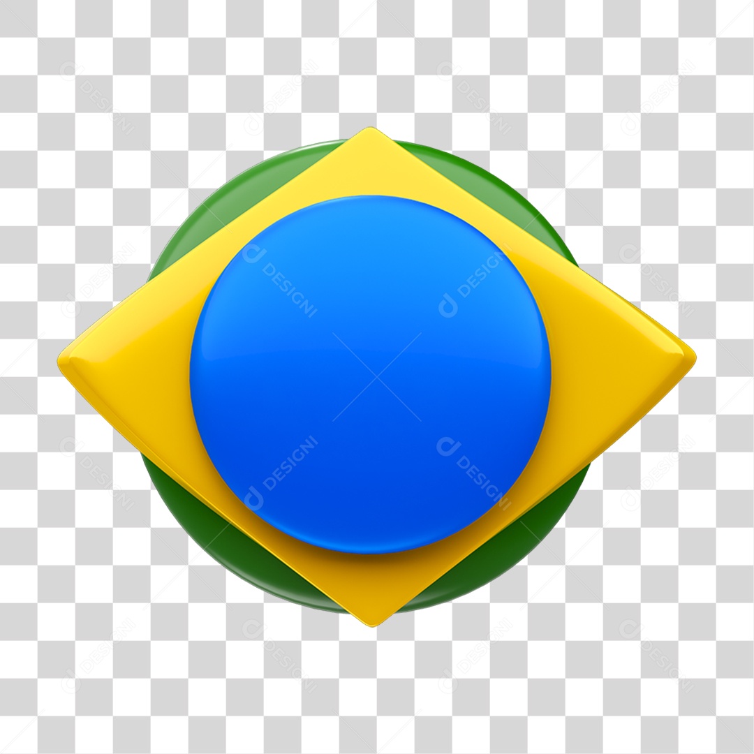 Elemento 3D Bandeira do Brasil PNG Transparente