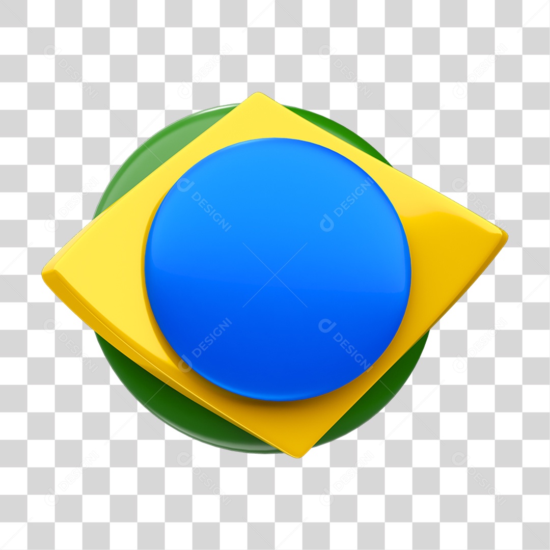 Elemento 3D Bandeira do Brasil PNG Transparente