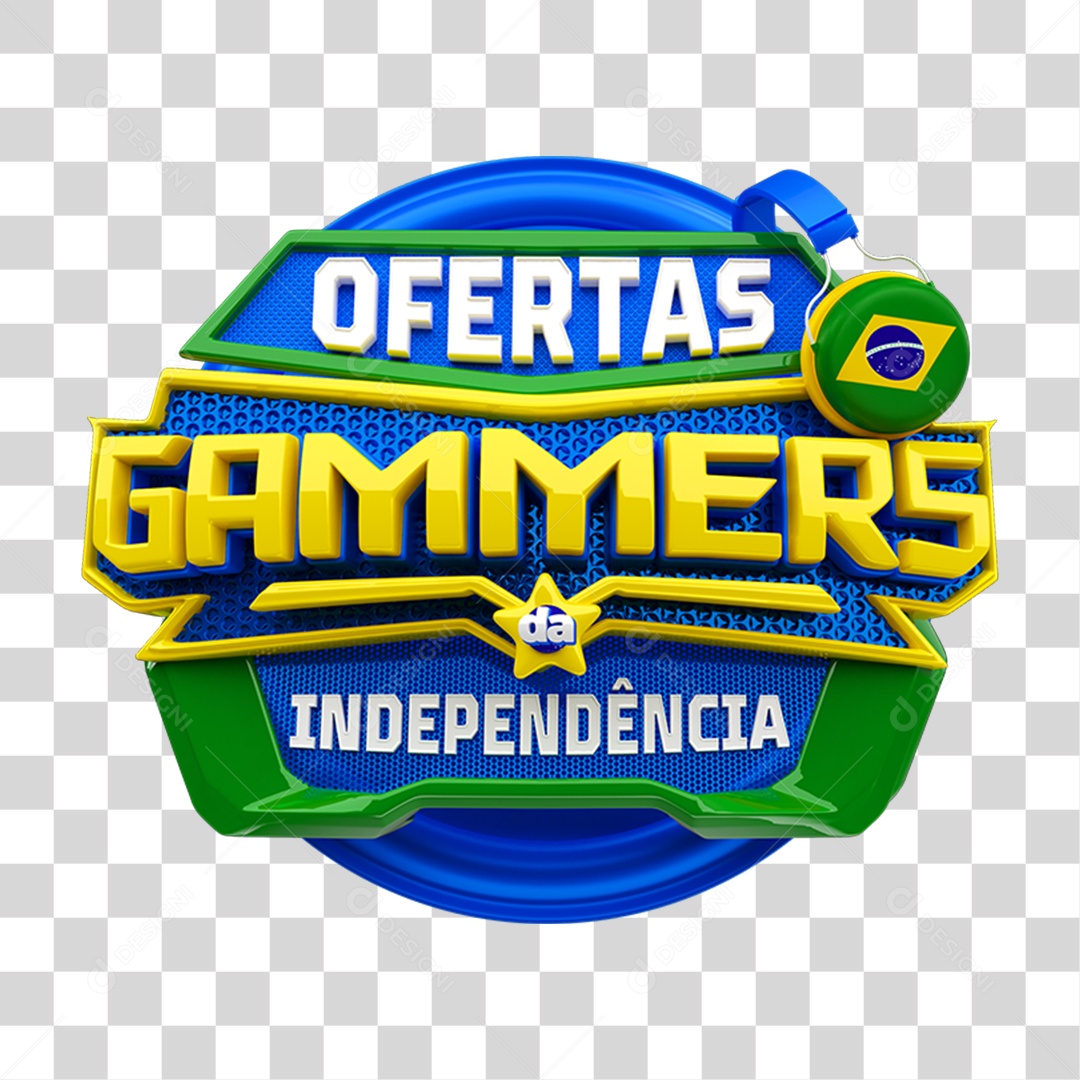 Selo 3D Ofertas Gammers da Independência PNG Transparente