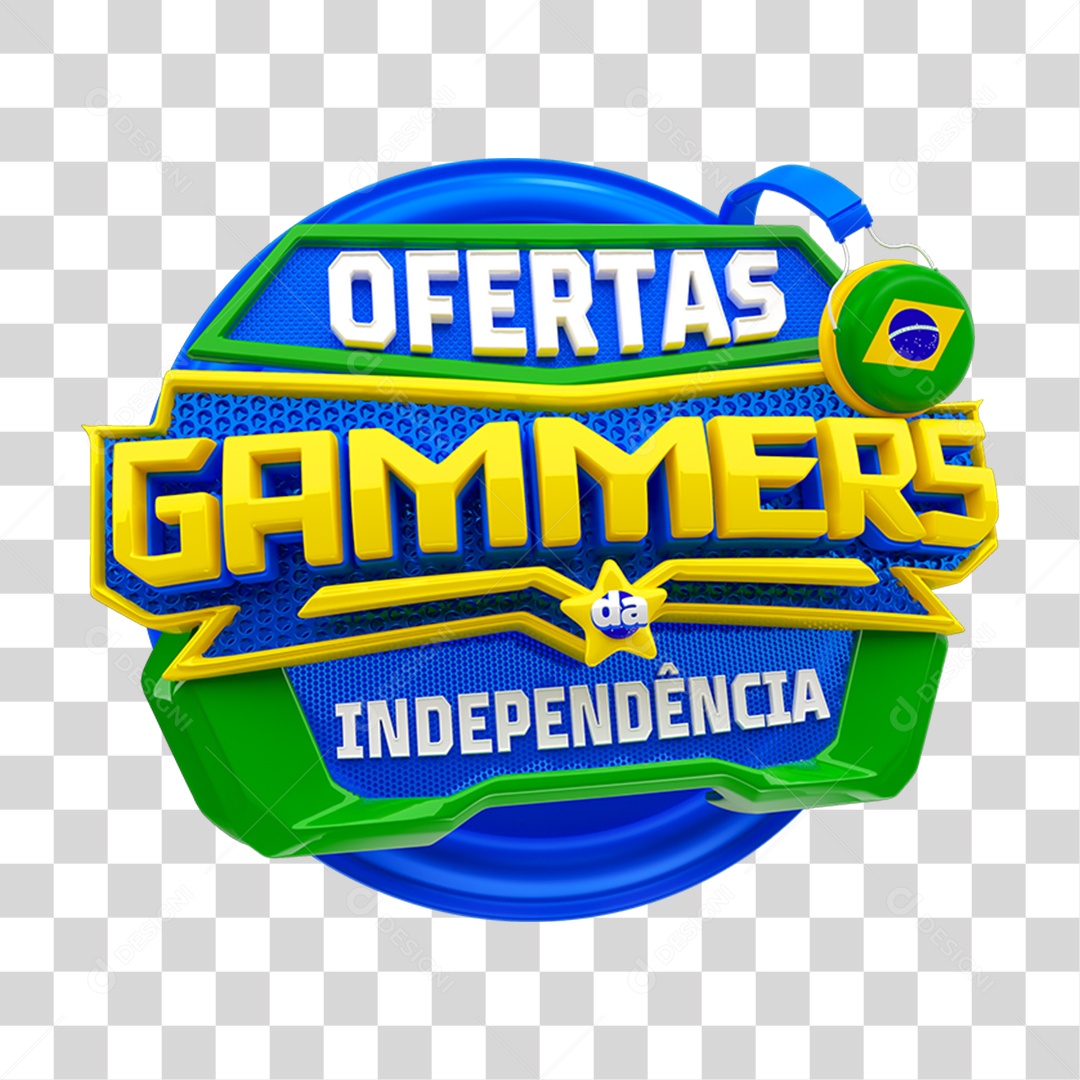Selo 3D Ofertas Gammers da Independência PNG Transparente