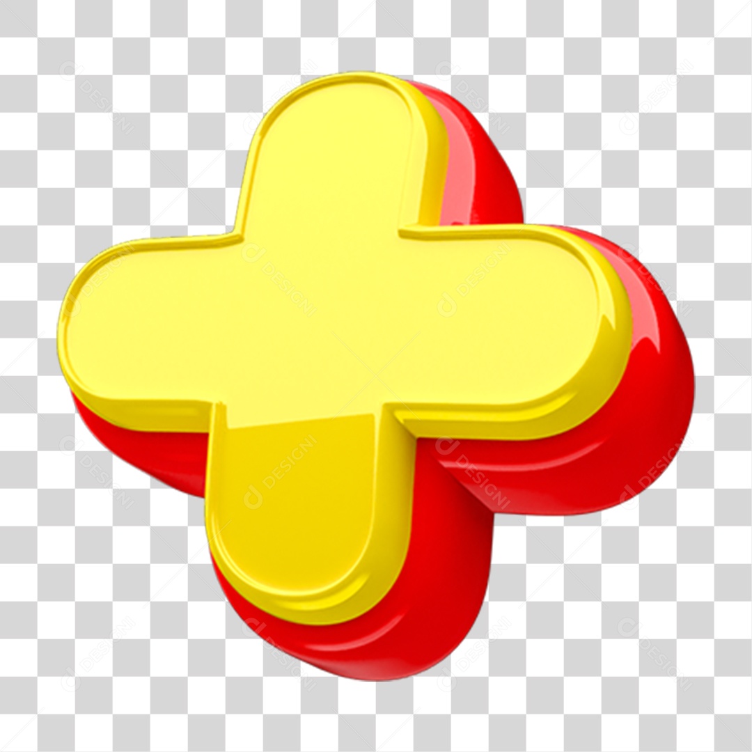 Elemento 3D Símbolo Sinal de Mais + PG Transparente