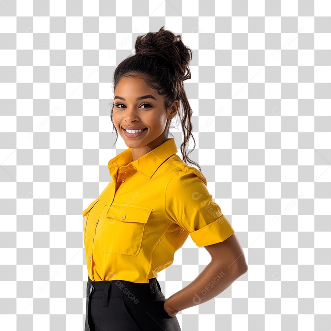 Pessoa com Camisa Amarela PNG Transparente