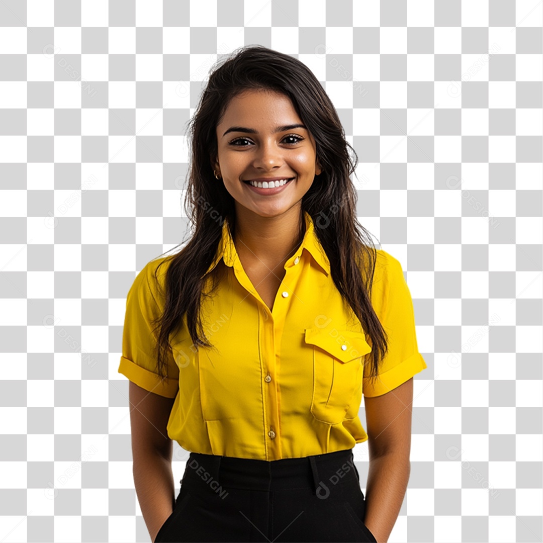 Pessoa com Camisa Amarela PNG Transparente
