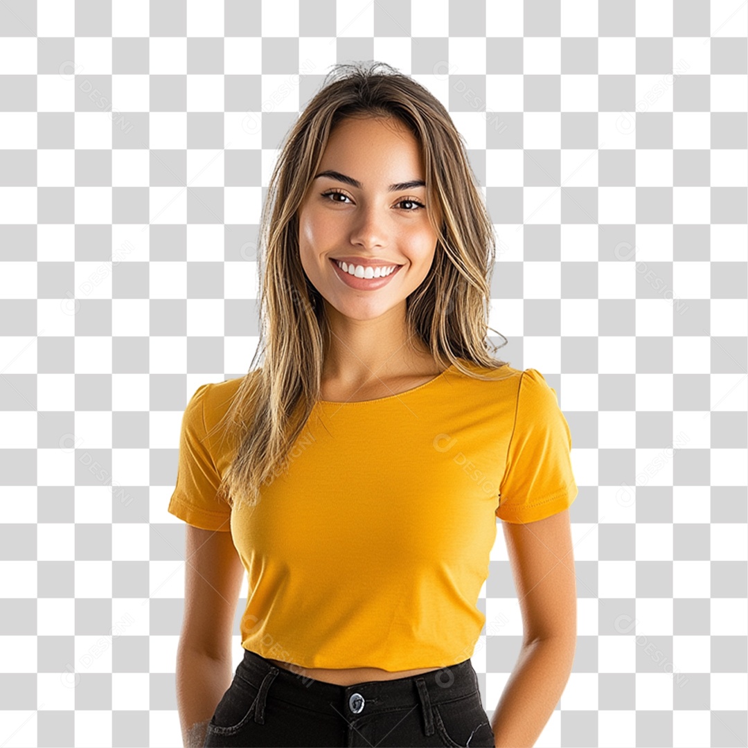 Pessoa com Camisa Amarela PNG Transparente