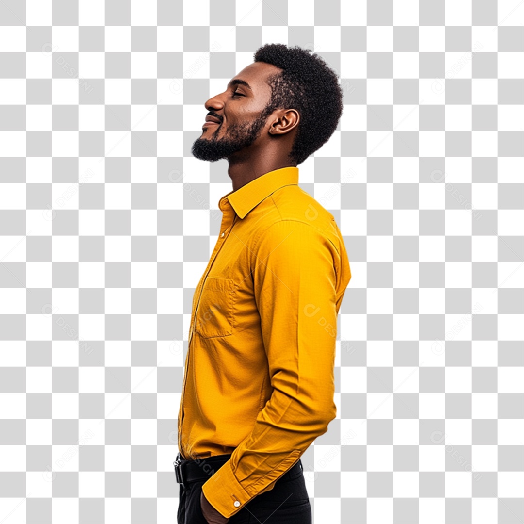 Pessoa com Camisa Amarela PNG Transparente
