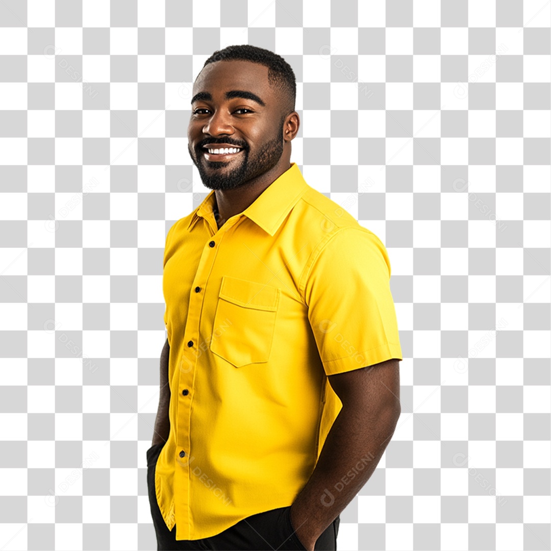 Pessoa com Camisa Amarela PNG Transparente