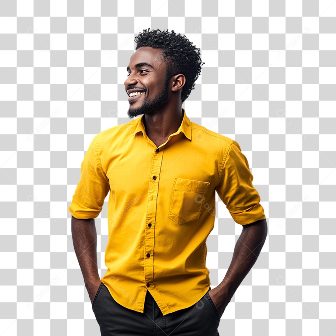 Pessoa com Camisa Amarela PNG Transparente