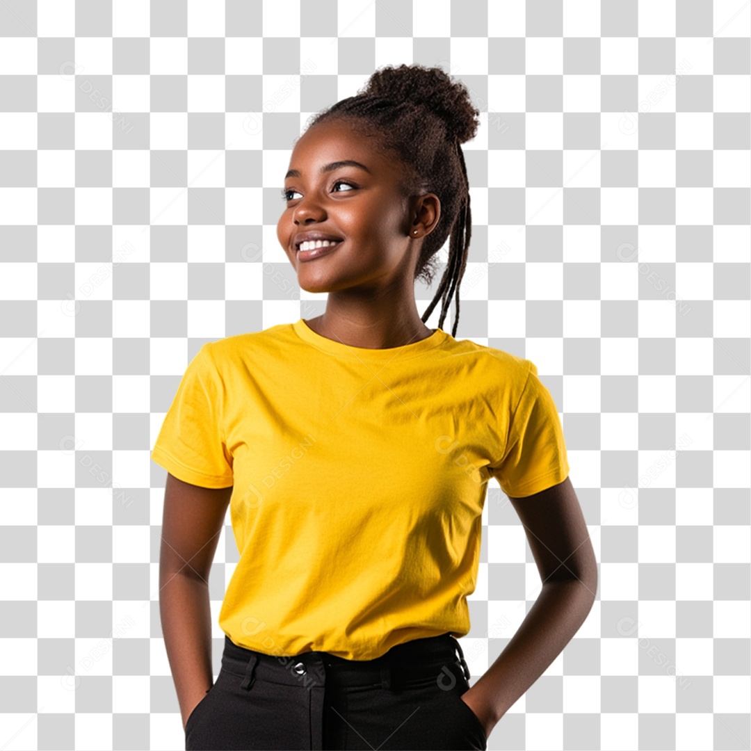 Pessoa com Camisa Amarela PNG Transparente