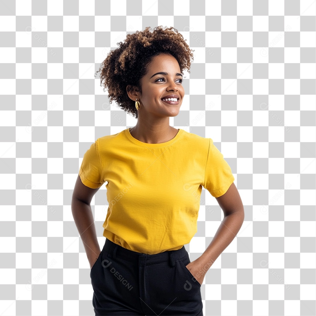 Pessoa com Camisa Amarela PNG Transparente