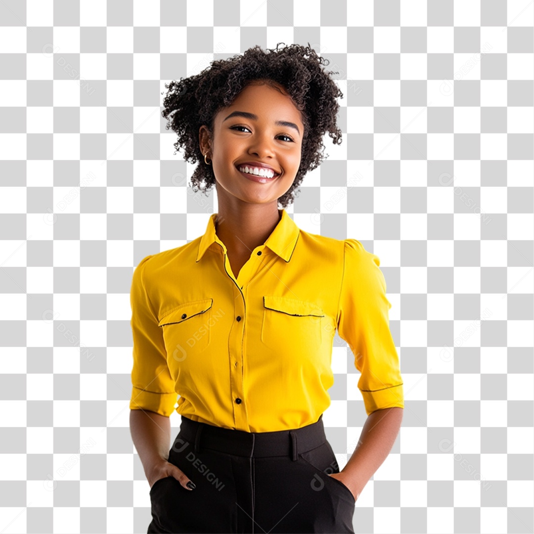 Pessoa com Camisa Amarela PNG Transparente
