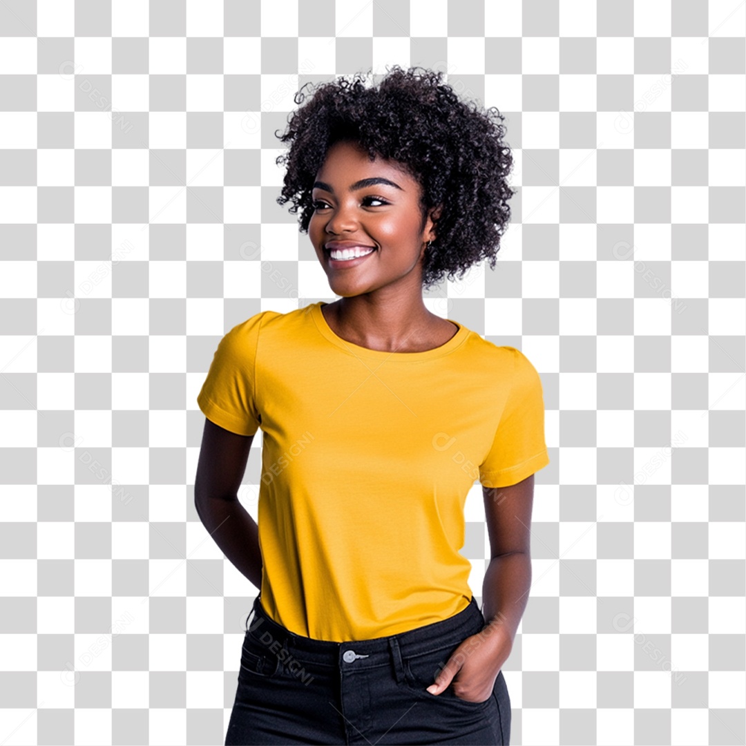 Pessoa com Camisa Amarela PNG Transparente