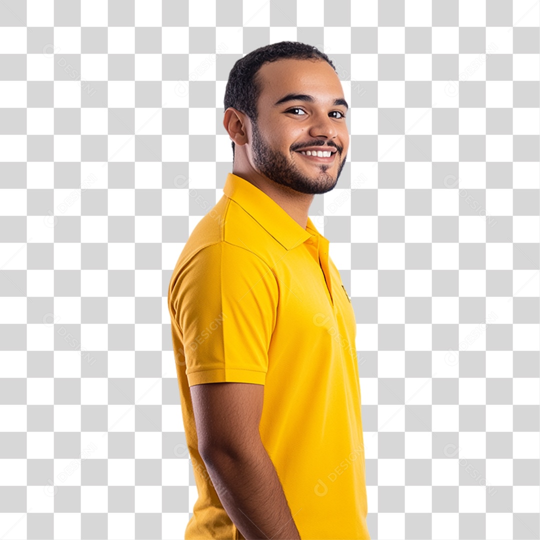 Pessoa com Camisa Amarela PNG Transparente