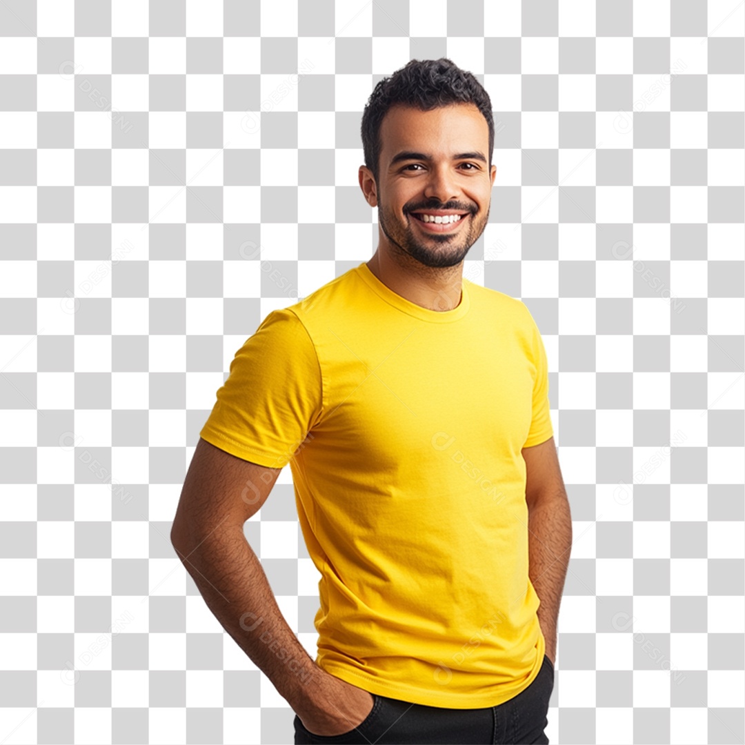 Pessoa com Camisa Amarela PNG Transparente