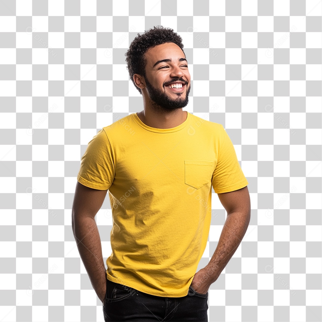Pessoa com Camisa Amarela PNG Transparente