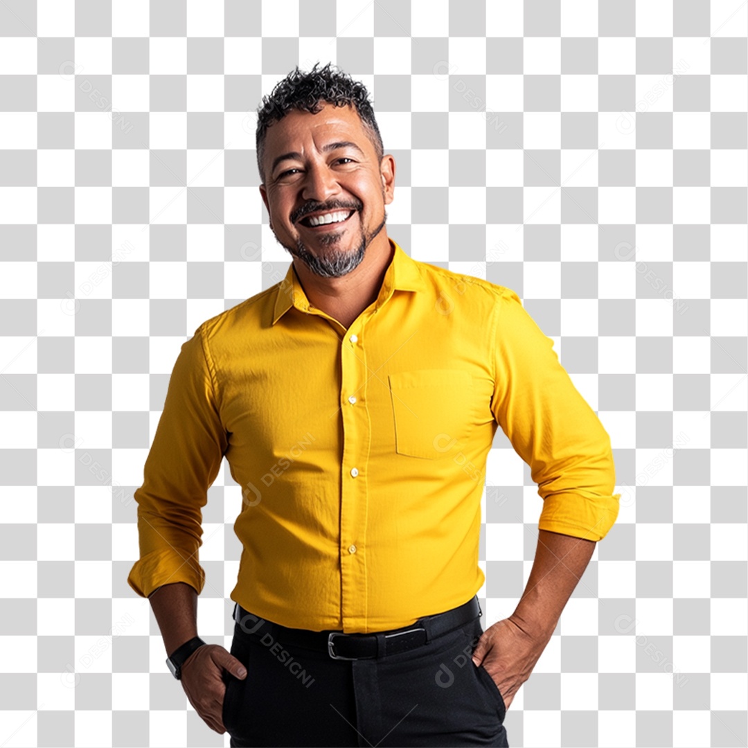 Pessoa com Camisa Amarela PNG Transparente