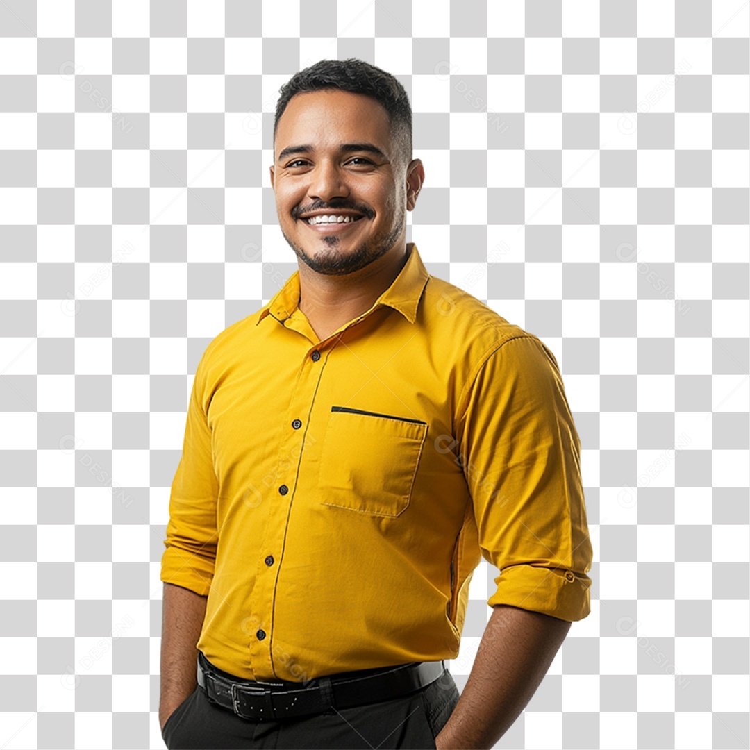Pessoa com Camisa Amarela PNG Transparente