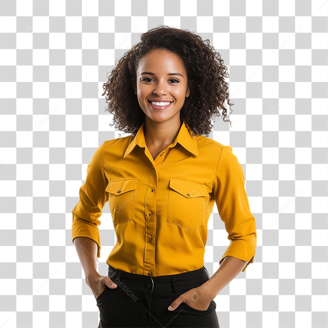 Pessoa com Camisa Amarela PNG Transparente