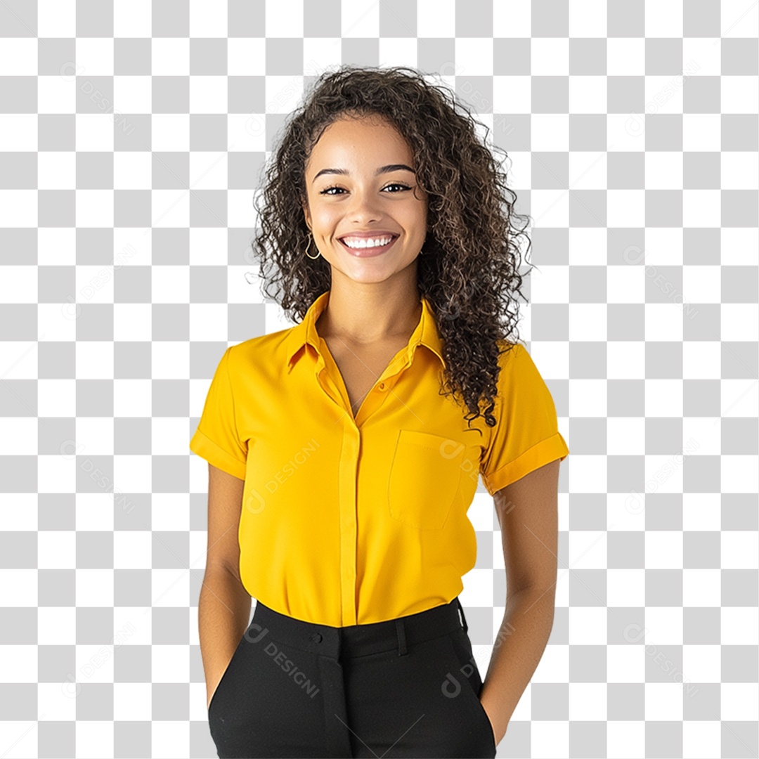 Pessoa com Camisa Amarela PNG Transparente