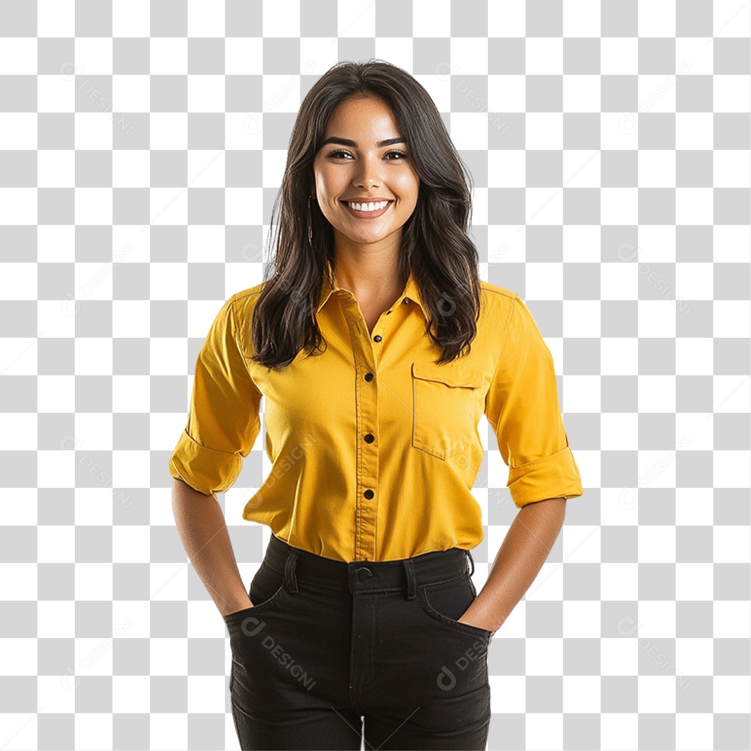 Pessoa com Camisa Amarela PNG Transparente
