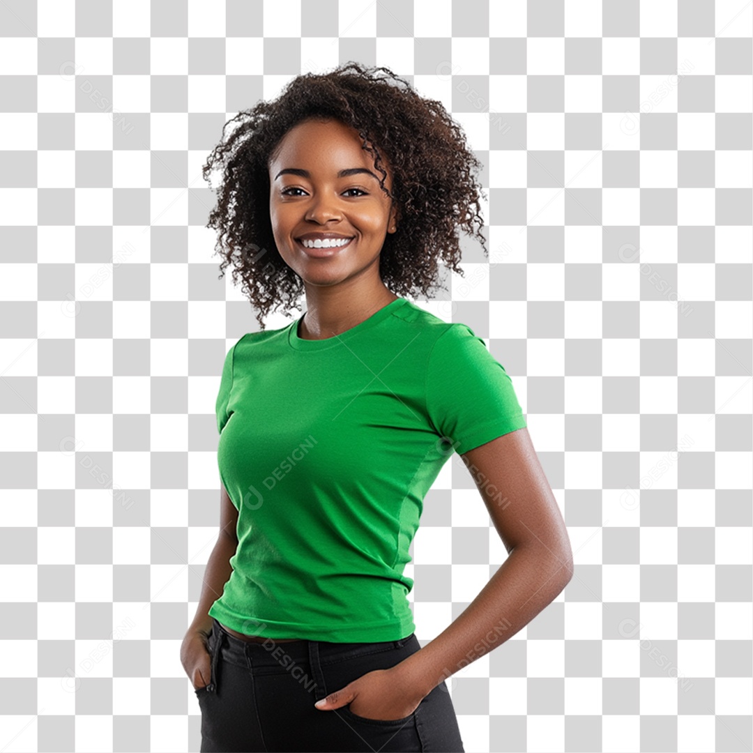 Pessoa com Camisa Verde PNG Transparente