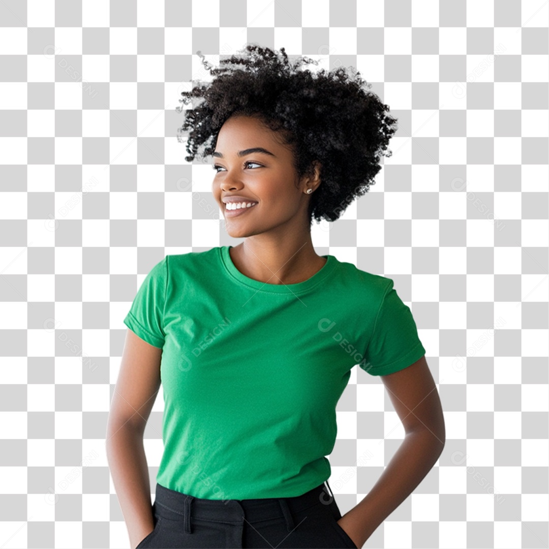 Pessoa com Camisa Verde PNG Transparente