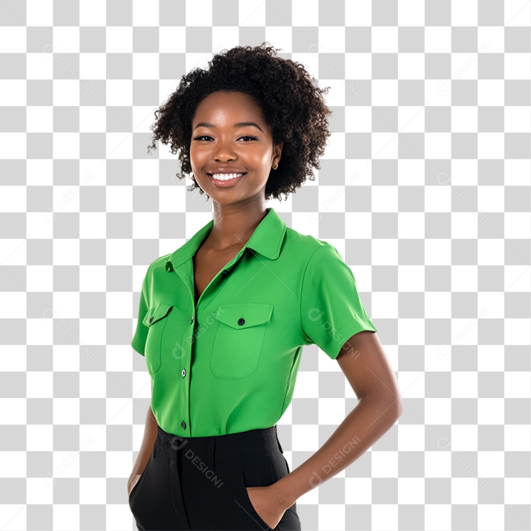 Pessoa com Camisa Verde PNG Transparente