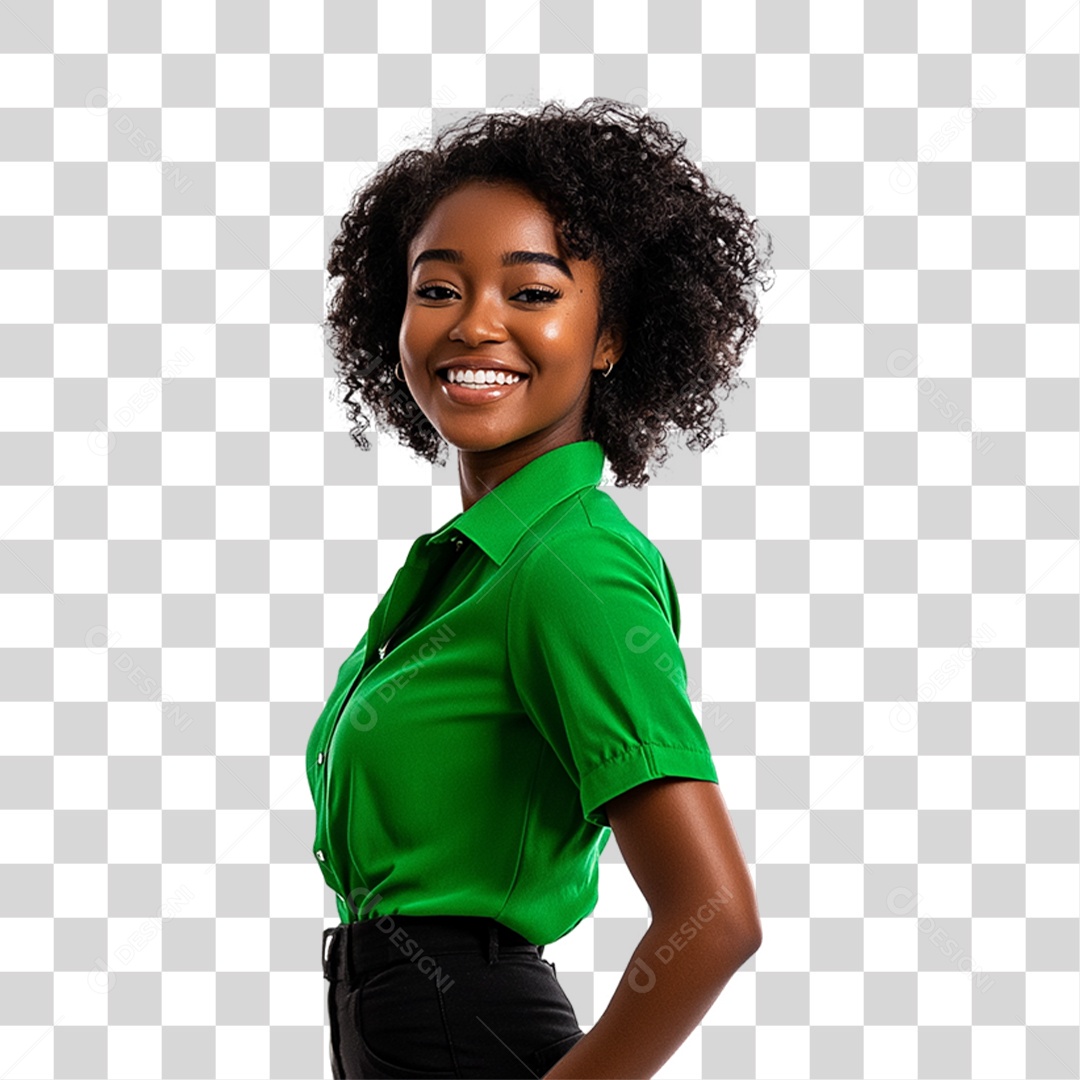 Pessoa com Camisa Verde PNG Transparente