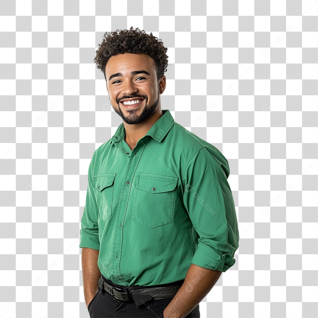 Pessoa com Camisa Verde PNG Transparente