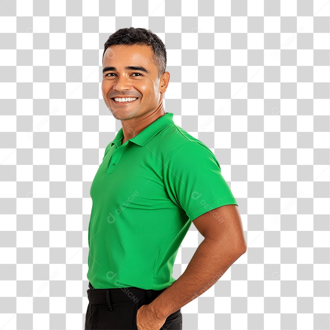 Pessoa com Camisa Verde PNG Transparente