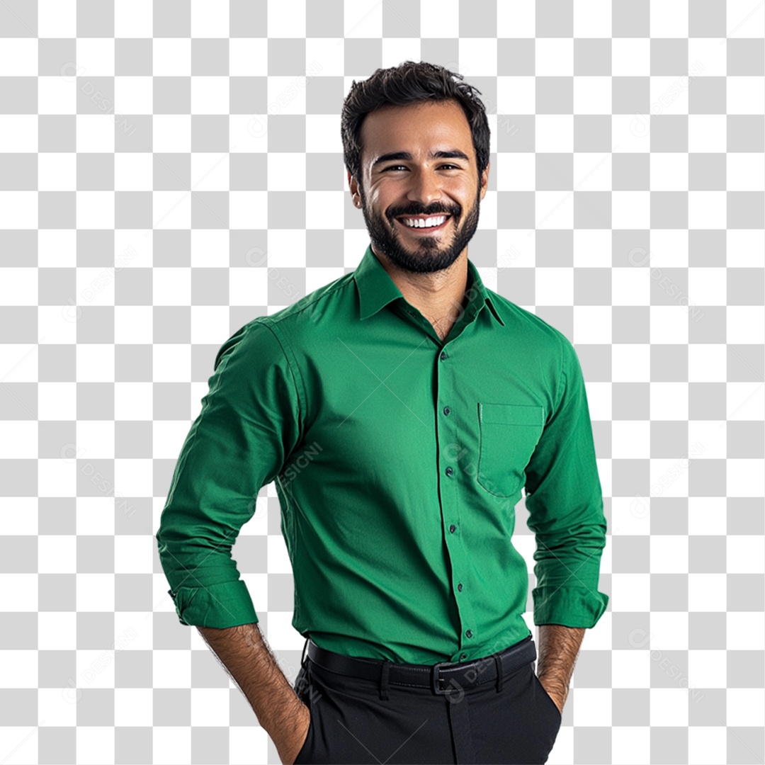 Pessoa com Camisa Verde PNG Transparente