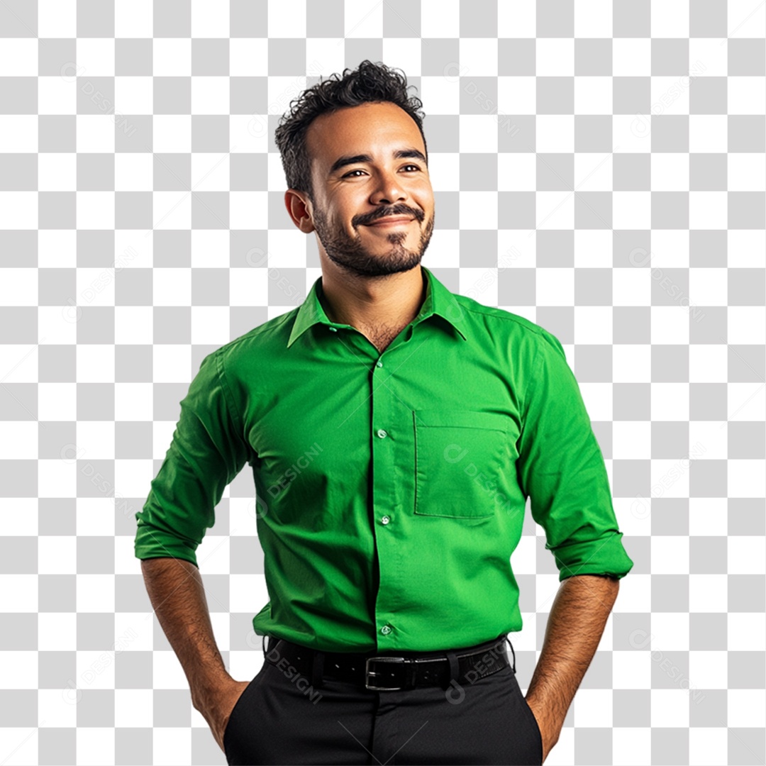 Pessoa com Camisa Verde PNG Transparente