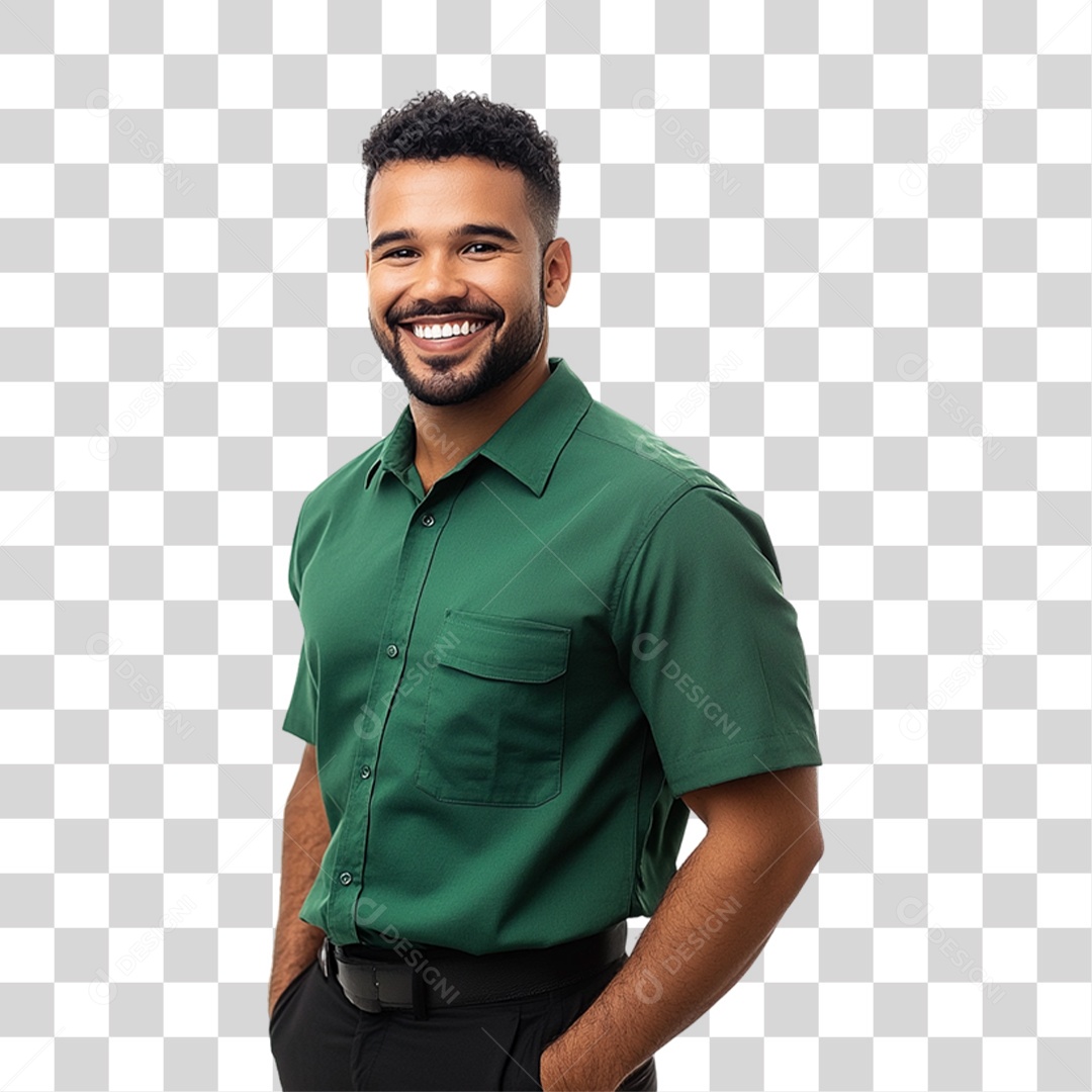 Pessoa com Camisa Verde PNG Transparente