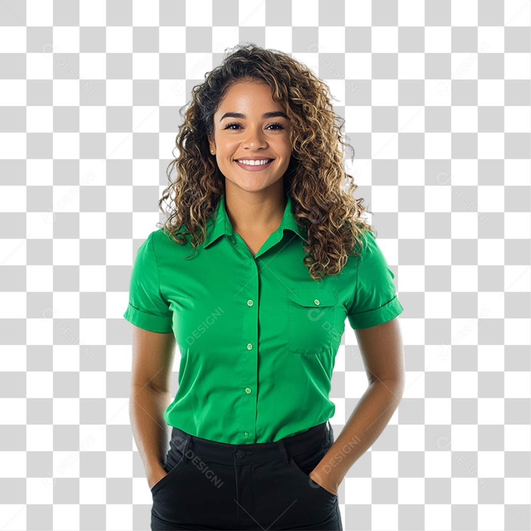 Pessoa com Camisa Verde PNG Transparente