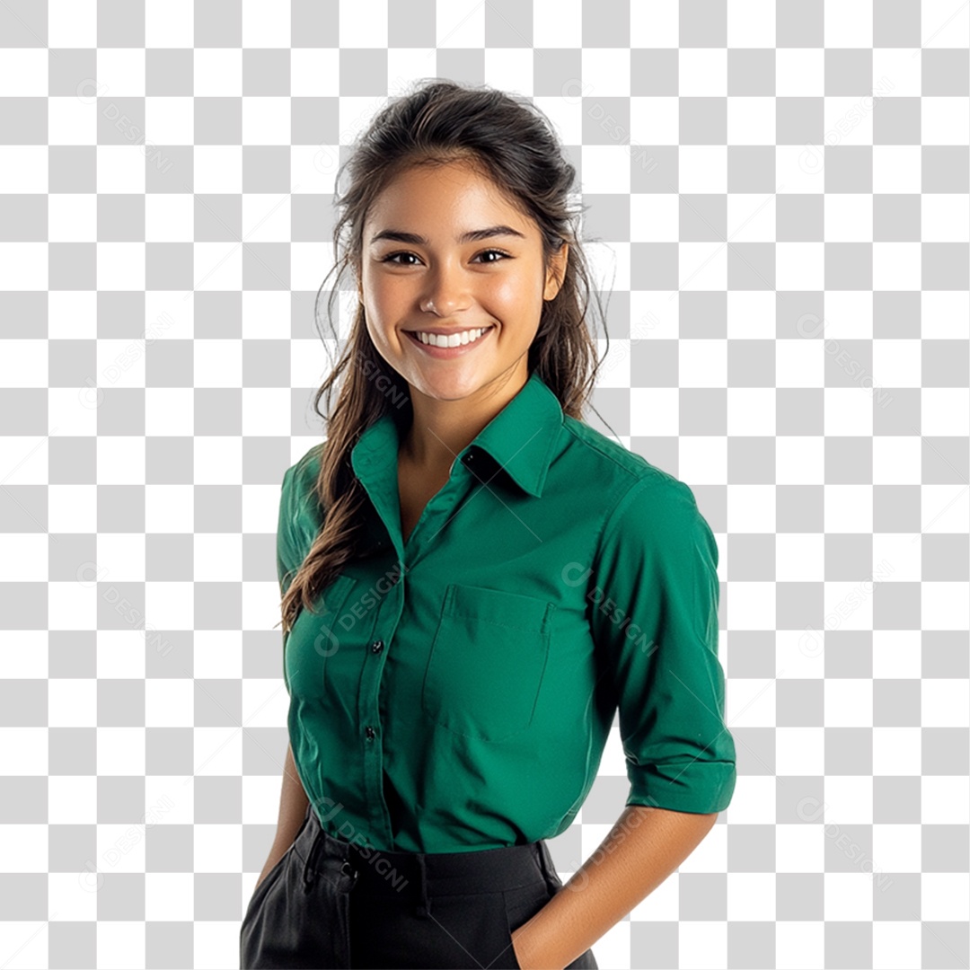 Pessoa com Camisa Verde PNG Transparente