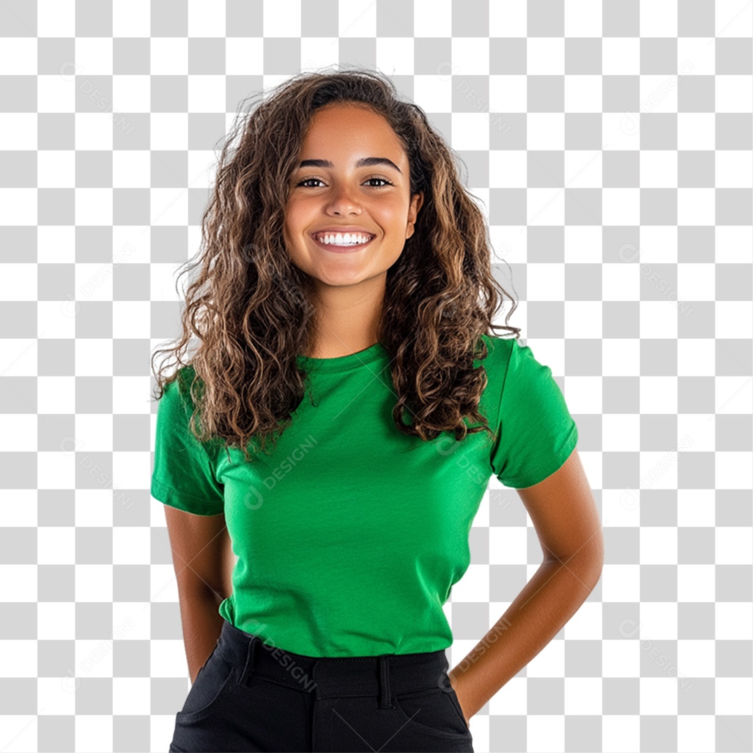 Pessoa com Camisa Verde PNG Transparente