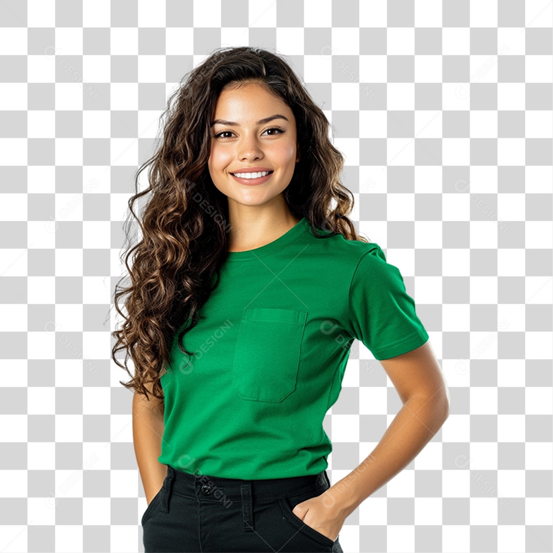 Pessoa com Camisa Verde PNG Transparente