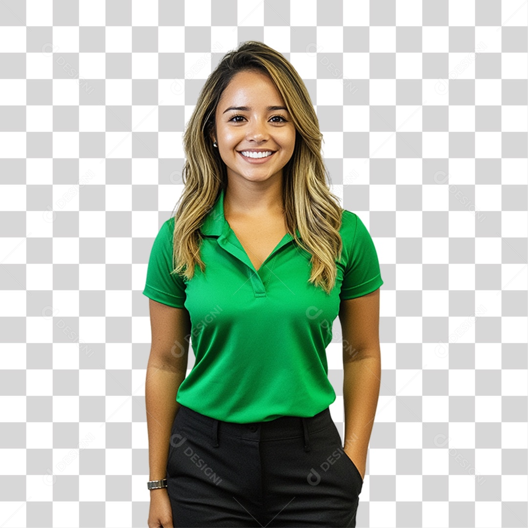 Pessoa com Camisa Verde PNG Transparente