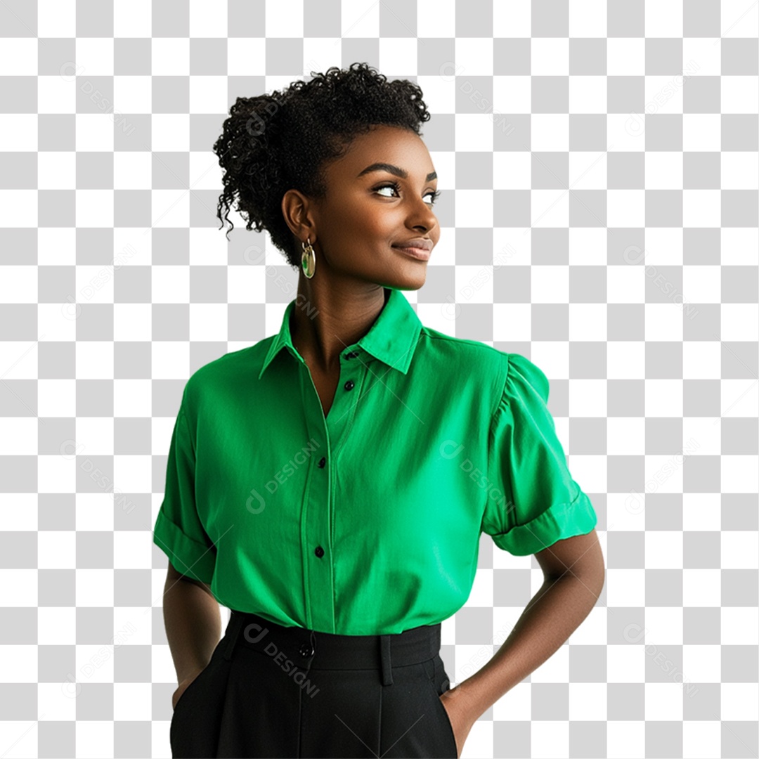 Pessoa com Camisa Verde PNG Transparente