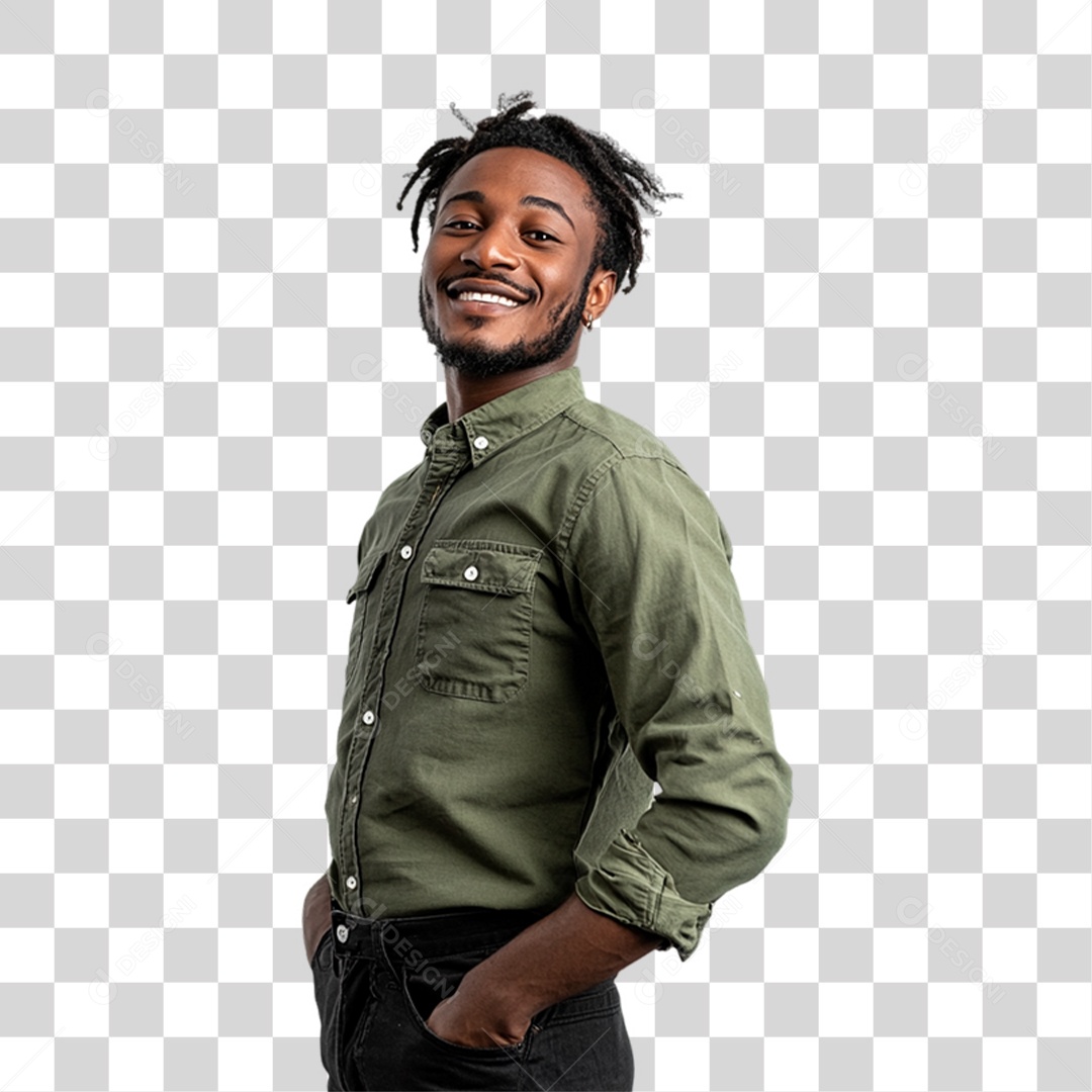 Pessoa com Camisa Verde PNG Transparente