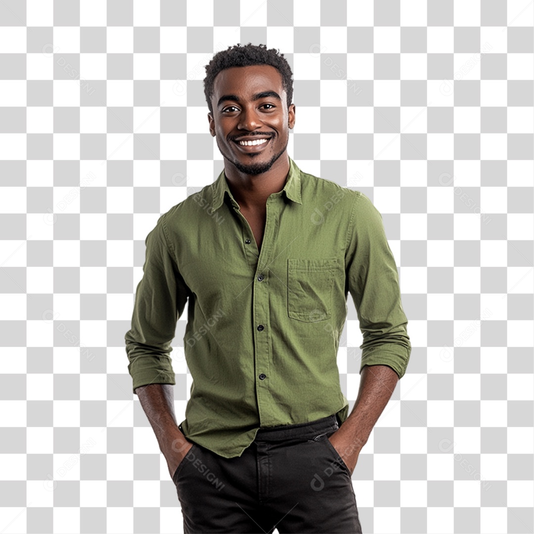 Pessoa com Camisa Verde PNG Transparente