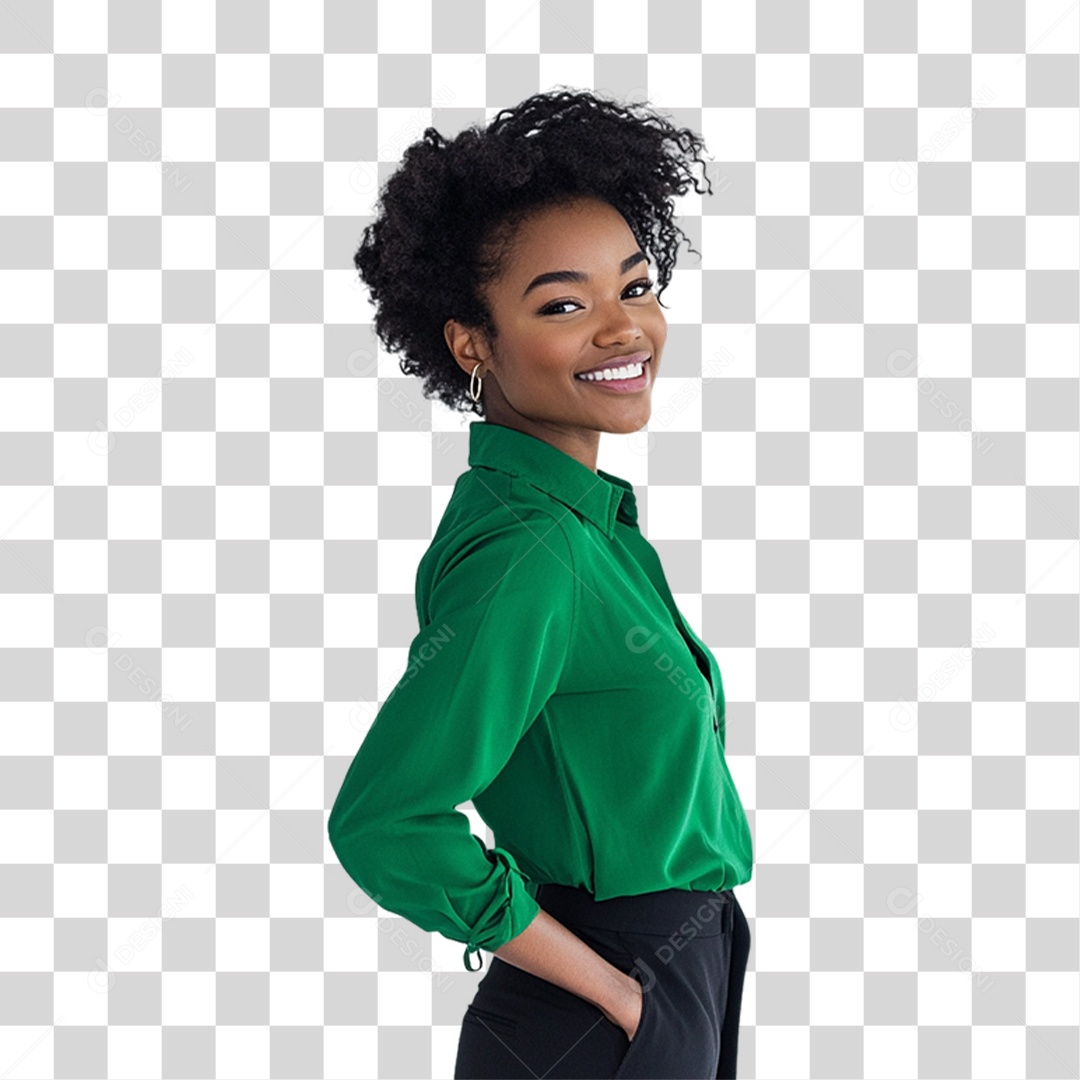 Pessoa com Camisa Verde PNG Transparente
