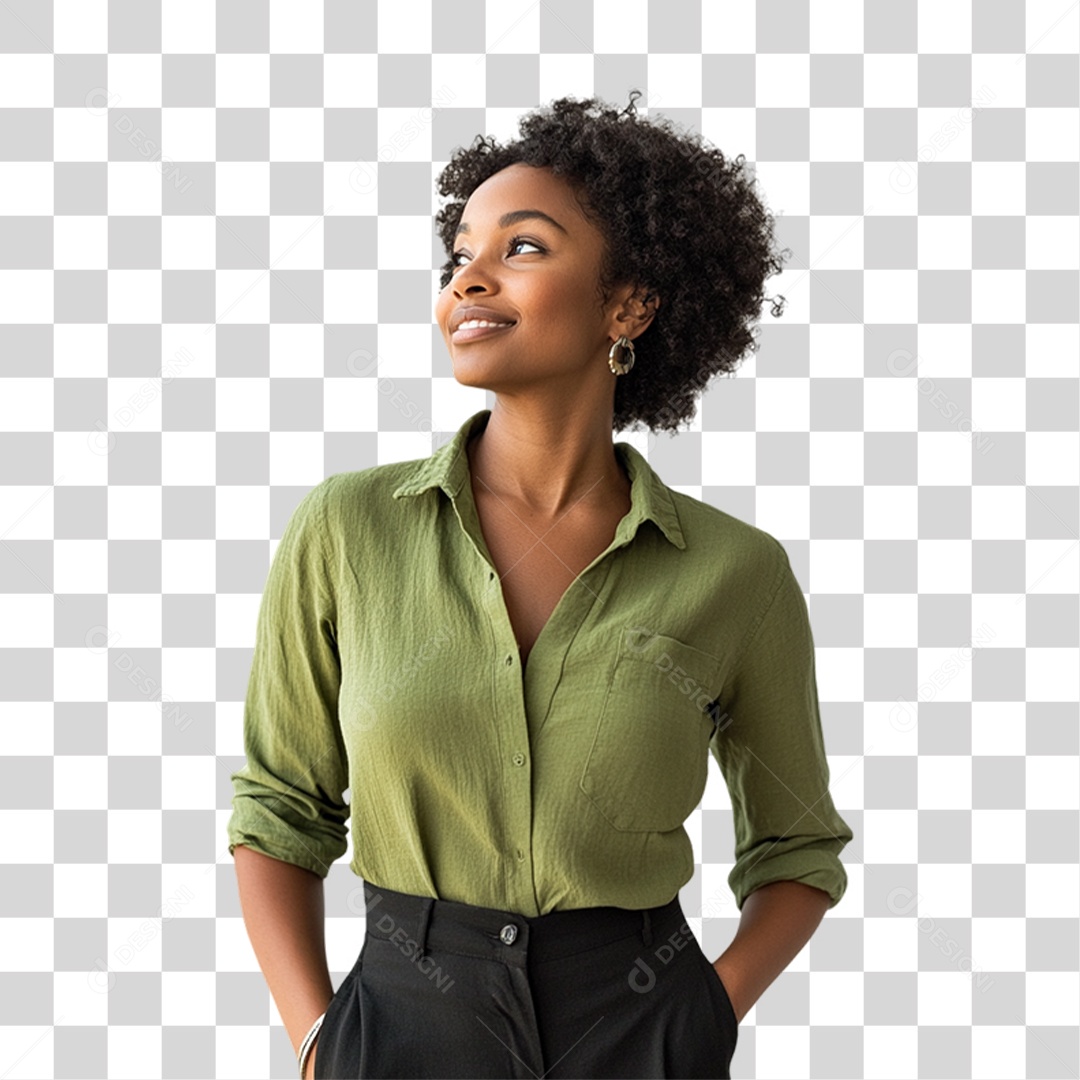 Pessoa com Camisa Verde PNG Transparente