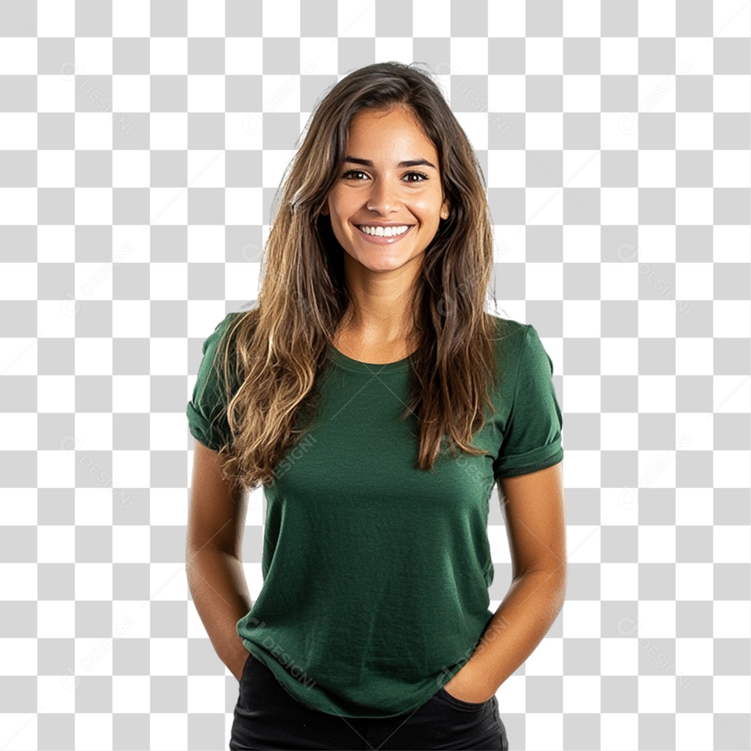 Pessoa com Camisa Verde PNG Transparente