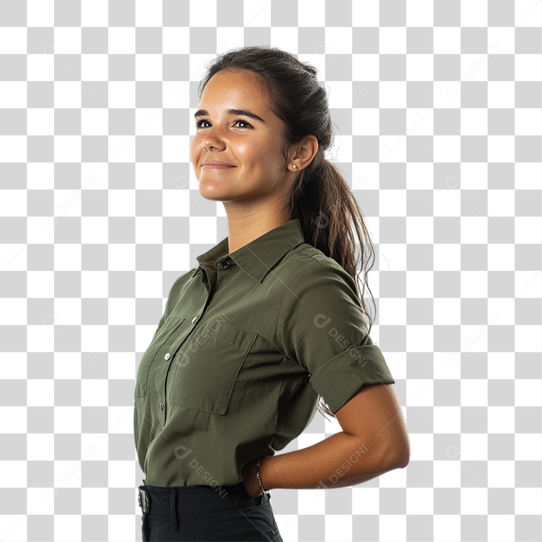 Pessoa com Camisa Verde PNG Transparente