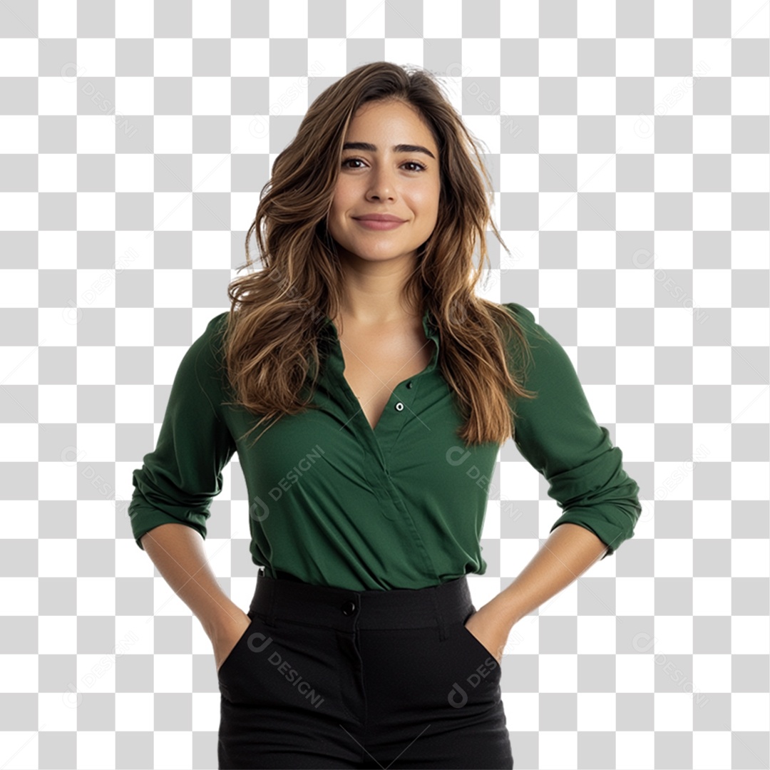Pessoa com Camisa Verde PNG Transparente
