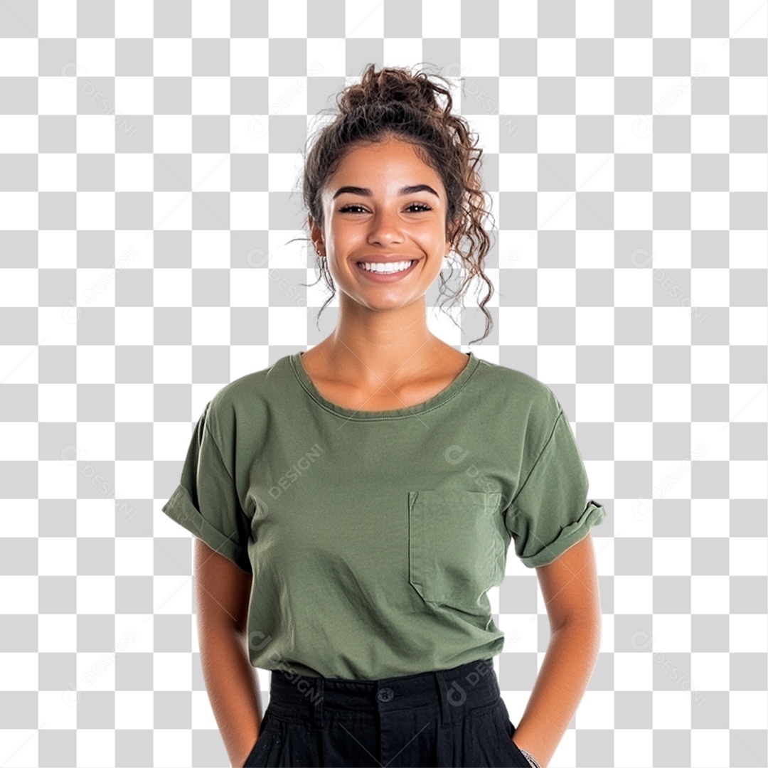 Pessoa com Camisa Verde PNG Transparente