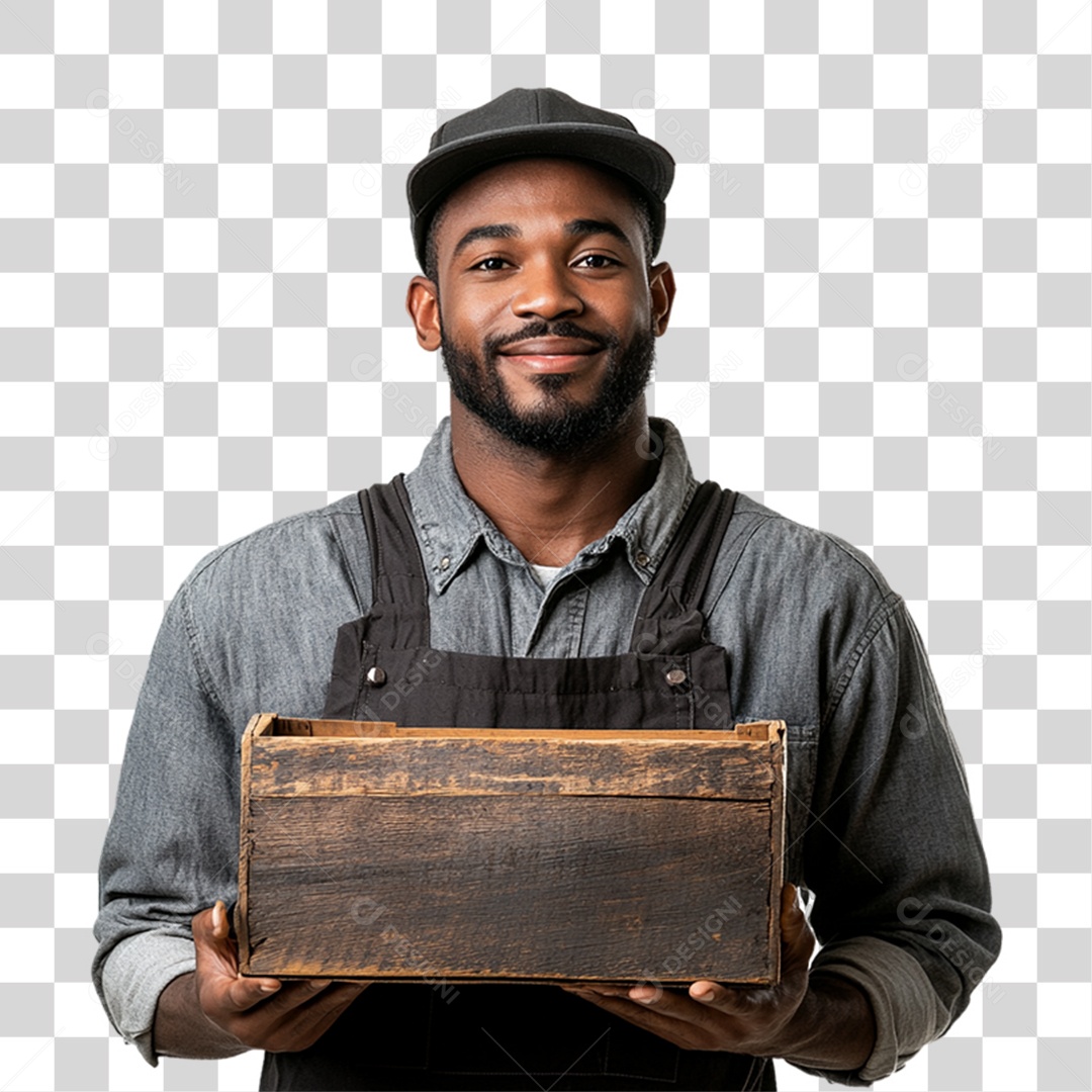 Entregador com Caixa de Mercadorias PNG Transparente