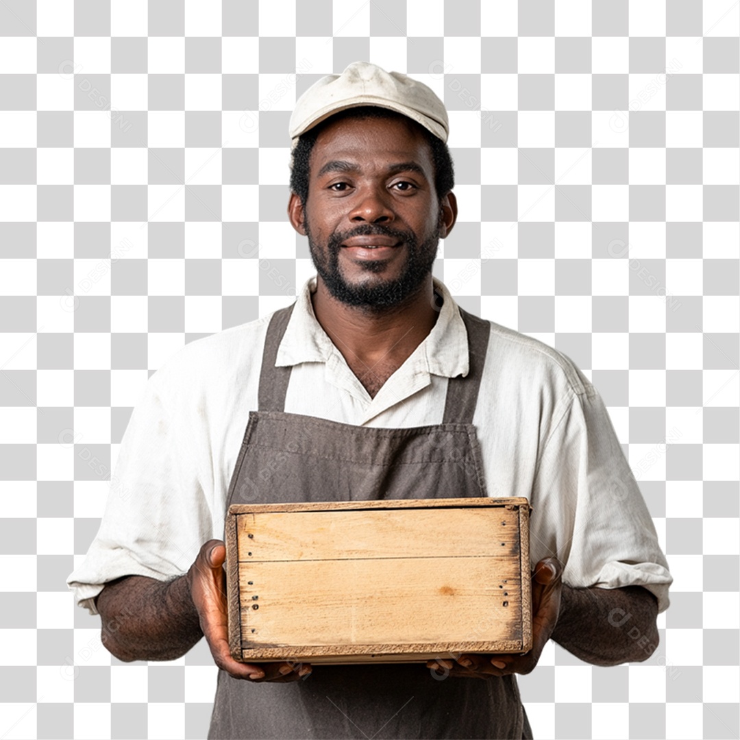 Entregador com Caixa de Mercadorias PNG Transparente