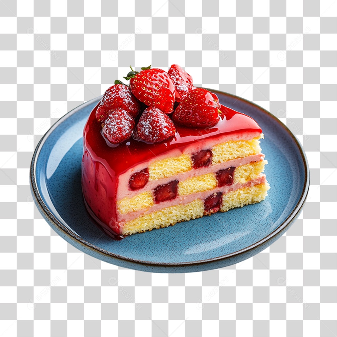 Elemento 3D Bolo no Prato PNG Transparente