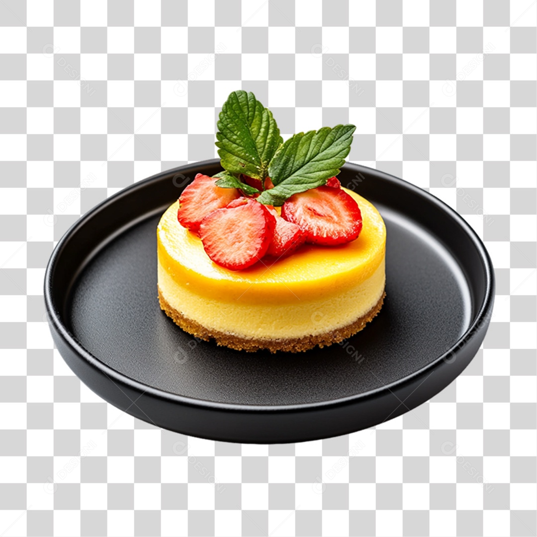 Elemento 3D Bolo no Prato PNG Transparente